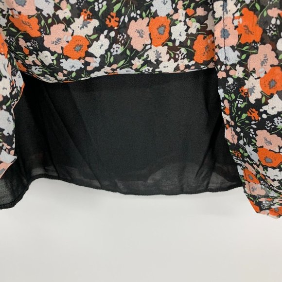 Missguided Dress Floral Print V Neck Long Sleeve Button Tie Waist Mini - Picture 8 of 12